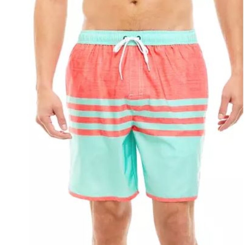 Ocean + Coast Color Blocked Piped Swim Trunks | Sz Medium